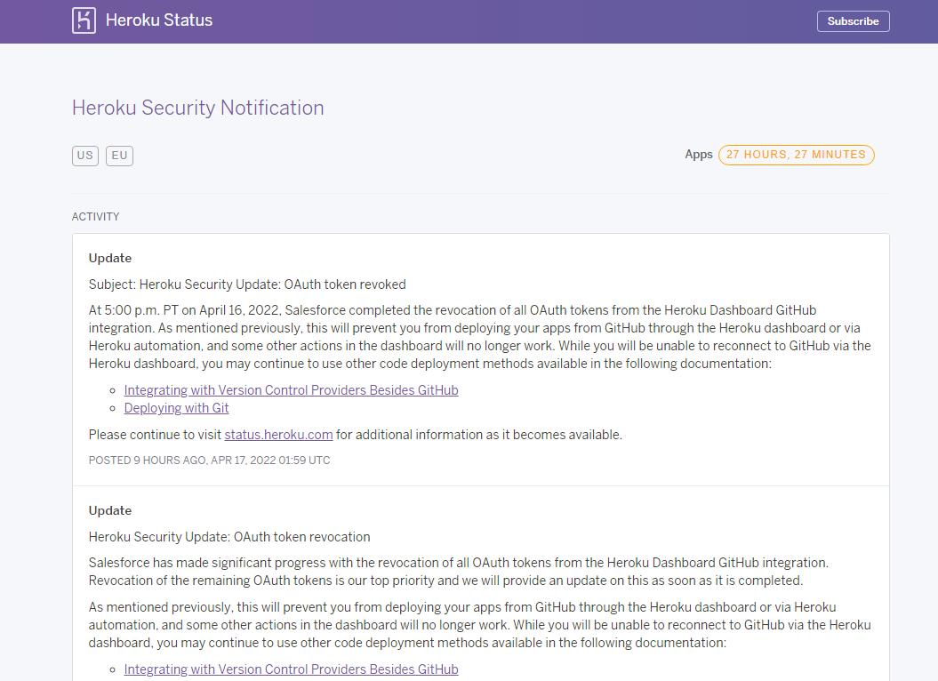 Heroku 狀態頁 2413